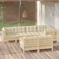 vidaXL 8-tlg. Garten-Lounge-Set mit Creme Kissen Massivholz Kiefer