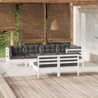 vidaXL 8-tlg. Garten-Lounge-Set mit Kissen Wei&szlig; Kiefer Massivholz