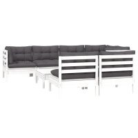 vidaXL 8-tlg. Garten-Lounge-Set mit Kissen Wei&szlig; Kiefer Massivholz