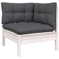 vidaXL 8-tlg. Garten-Lounge-Set mit Kissen Wei&szlig; Kiefer Massivholz