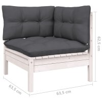 vidaXL 8-tlg. Garten-Lounge-Set mit Kissen Wei&szlig; Kiefer Massivholz