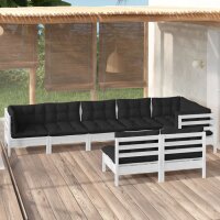 vidaXL 8-tlg. Garten-Lounge-Set mit Kissen Wei&szlig; Kiefer Massivholz