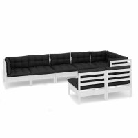 vidaXL 8-tlg. Garten-Lounge-Set mit Kissen Wei&szlig; Kiefer Massivholz