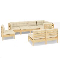 vidaXL 8-tlg. Garten-Lounge-Set mit Creme Kissen Massivholz Kiefer