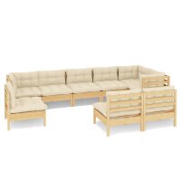 vidaXL 9-tlg. Garten-Lounge-Set mit Creme Kissen Massivholz Kiefer