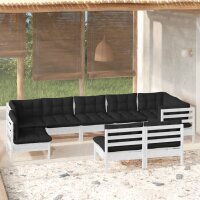 vidaXL 9-tlg. Garten-Lounge-Set mit Kissen Wei&szlig; Kiefer Massivholz