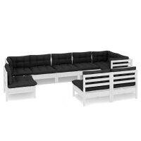 vidaXL 9-tlg. Garten-Lounge-Set mit Kissen Wei&szlig; Kiefer Massivholz