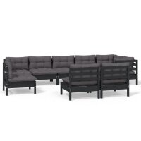 vidaXL 9-tlg. Garten-Lounge-Set mit Kissen Schwarz...