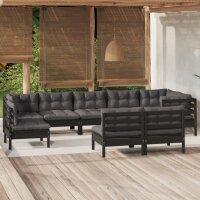 vidaXL 9-tlg. Garten-Lounge-Set mit Kissen Schwarz...