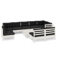 vidaXL 10-tlg. Garten-Lounge-Set mit Kissen Weiß...