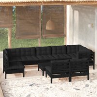 vidaXL 10-tlg. Garten-Lounge-Set mit Kissen Schwarz...