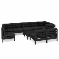 vidaXL 10-tlg. Garten-Lounge-Set mit Kissen Schwarz...