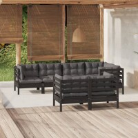 vidaXL 7-tlg. Garten-Lounge-Set mit Kissen Schwarz...