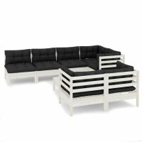 vidaXL 8-tlg. Garten-Lounge-Set mit Kissen Wei&szlig; Kiefer Massivholz