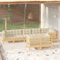 vidaXL 8-tlg. Garten-Lounge-Set mit Creme Kissen...