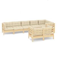 vidaXL 8-tlg. Garten-Lounge-Set mit Creme Kissen...