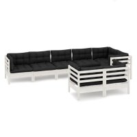 vidaXL 8-tlg. Garten-Lounge-Set mit Kissen Wei&szlig; Kiefer Massivholz