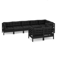 vidaXL 8-tlg. Garten-Lounge-Set mit Kissen Schwarz...