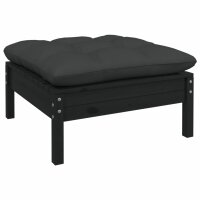 vidaXL 9-tlg. Garten-Lounge-Set mit Kissen Schwarz Massivholz Kiefer