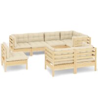 vidaXL 8-tlg. Garten-Lounge-Set mit Creme Kissen...