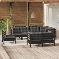 vidaXL 8-tlg. Garten-Lounge-Set mit Kissen Schwarz...