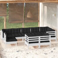 vidaXL 9-tlg. Garten-Lounge-Set mit Kissen Wei&szlig; Kiefer Massivholz