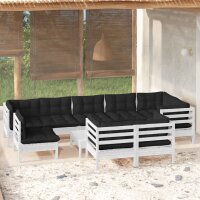 vidaXL 10-tlg. Garten-Lounge-Set mit Kissen Weiß...