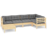 vidaXL 6-tlg. Garten-Lounge-Set mit Grauen Kissen Kiefer...