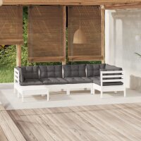 vidaXL 6-tlg. Garten-Lounge-Set mit Kissen Weiß...