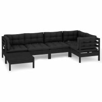 vidaXL 6-tlg. Garten-Lounge-Set mit Kissen Schwarz...