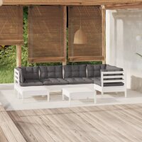 vidaXL 7-tlg. Garten-Lounge-Set mit Kissen Wei&szlig; Kiefer Massivholz