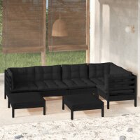 vidaXL 7-tlg. Garten-Lounge-Set mit Kissen Schwarz Kiefer Massivholz