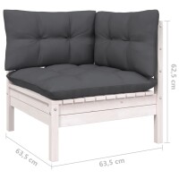 vidaXL 7-tlg. Garten-Lounge-Set mit Kissen Wei&szlig; Kiefer Massivholz