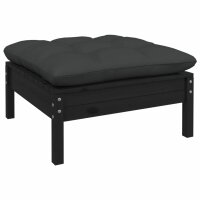 vidaXL 7-tlg. Garten-Lounge-Set mit Kissen Schwarz Massivholz Kiefer