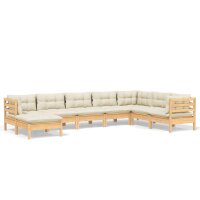 vidaXL 8-tlg. Garten-Lounge-Set mit Creme Kissen Massivholz Kiefer