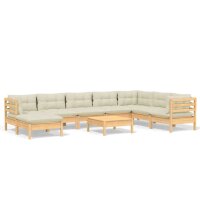 vidaXL 9-tlg. Garten-Lounge-Set mit Creme Kissen Massivholz Kiefer