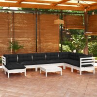 vidaXL 9-tlg. Garten-Lounge-Set mit Kissen Wei&szlig; Kiefer Massivholz