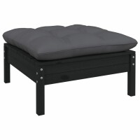 vidaXL 9-tlg. Garten-Lounge-Set mit Kissen Schwarz Kiefer Massivholz