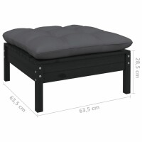 vidaXL 9-tlg. Garten-Lounge-Set mit Kissen Schwarz Kiefer Massivholz