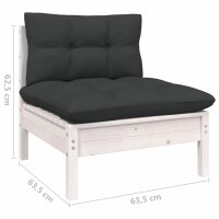 vidaXL 5-tlg. Garten-Lounge-Set mit Kissen Wei&szlig; Kiefer Massivholz