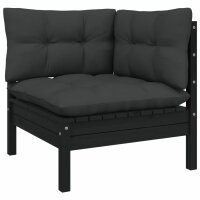 vidaXL 5-tlg. Garten-Lounge-Set mit Kissen Schwarz Kiefer Massivholz