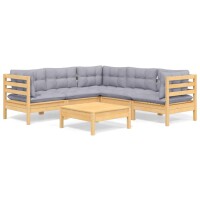 vidaXL 6-tlg. Garten-Lounge-Set mit Grauen Kissen Kiefer...