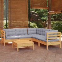 vidaXL 6-tlg. Garten-Lounge-Set mit Grauen Kissen Kiefer...