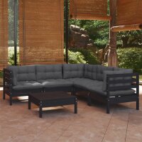 vidaXL 6-tlg. Garten-Lounge-Set mit Kissen Schwarz...