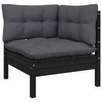 vidaXL 6-tlg. Garten-Lounge-Set mit Kissen Schwarz Massivholz Kiefer