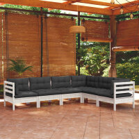 vidaXL 6-tlg. Garten-Lounge-Set mit Kissen Weiß...