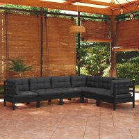 vidaXL 6-tlg. Garten-Lounge-Set mit Kissen Schwarz...