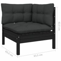 vidaXL 6-tlg. Garten-Lounge-Set mit Kissen Schwarz Massivholz Kiefer