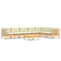 vidaXL 8-tlg. Garten-Lounge-Set mit Creme Kissen Massivholz Kiefer