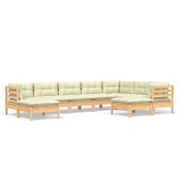 vidaXL 9-tlg. Garten-Lounge-Set mit Creme Kissen Massivholz Kiefer